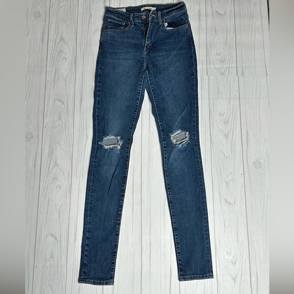 Levi's 721 High Rise Skinny Jeans Pre-owned Medium Wash 27x34 - Picture 4 of 10